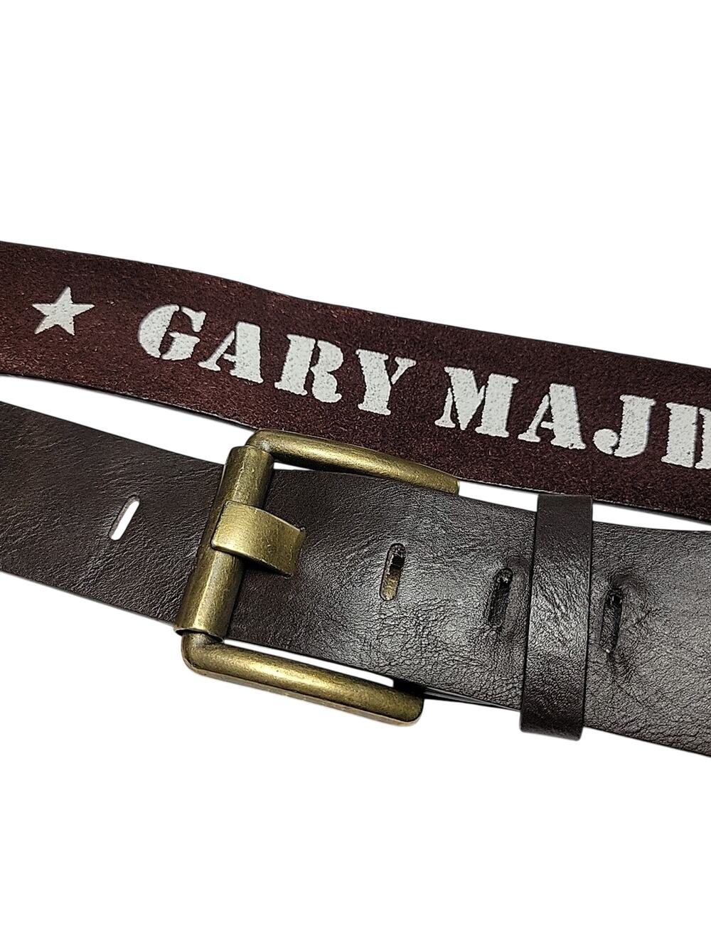 Gary Majdell Brown Genuine Leather Heavy Duty Belt Size 40 Brass Antiqued Buckle